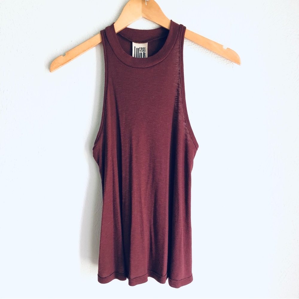 FRee People Made in USA Burgundy Brown Ribbed Tank > XS